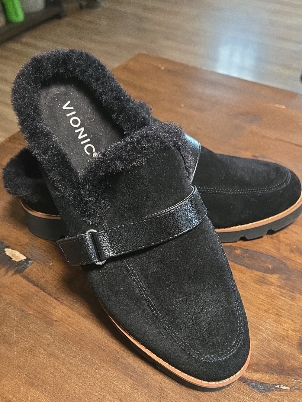 Vionic Kailen Slip On Mule Womens Size 8 Suede And Faux Fur